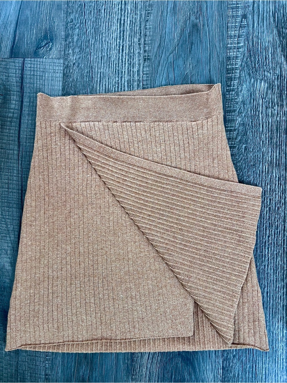 Free People Ribbed Mini Skirt in Camel Brown
